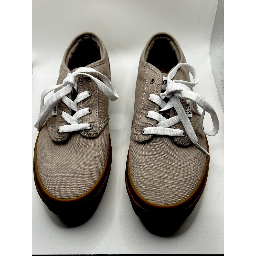 Vans Youth 6 Kids Sneakers Beige Canvas Gum Sole Lace Up Casual Shoes